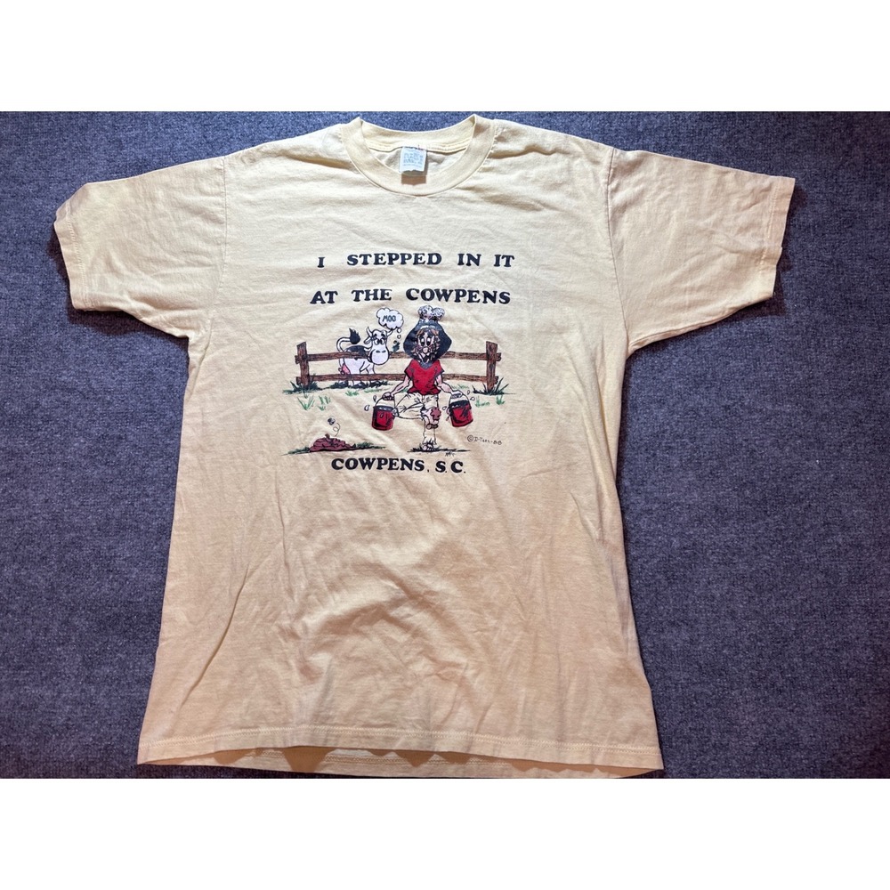 Vintage 1988 Cowpens SC Graphic T Shirt Single Stitch Sleeve